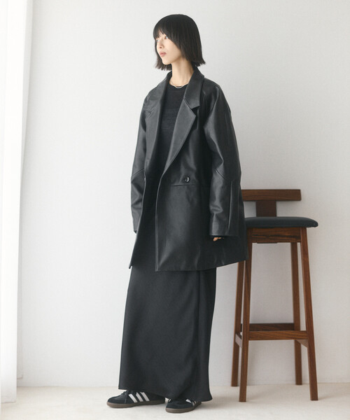 Firsthand(ファーストハンド)の「Firsthand/ファーストハンド カーフレザー テーラード ダブルブレスト ジャケット【限定展開】/ Calf Leather Tailored JKT(テーラードジャケット・レディース・ブラック・FREE)」の8枚目の写真
