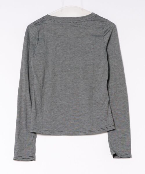 GEMEDA(ジェメダ)の「ボーダー柄前プリントロングTシャツ(Tシャツ/カットソー・レディース・ブラック・M)」の8枚目の写真