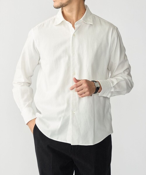 SHIPS(シップス)の「MADE IN JAPAN ワイドカラー ヘリンボーン ネル シャツ(シャツ/ブラウス・メンズ・ブラウン/ホワイト/ブルー/ネイビー・SMALL/MEDIUM/LARGE)」の2枚目の写真