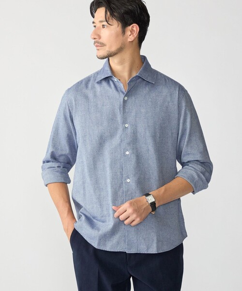 SHIPS(シップス)の「MADE IN JAPAN ワイドカラー ヘリンボーン ネル シャツ(シャツ/ブラウス・メンズ・ブラウン/ホワイト/ブルー/ネイビー・SMALL/MEDIUM/LARGE)」の11枚目の写真