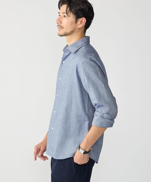 SHIPS(シップス)の「MADE IN JAPAN ワイドカラー ヘリンボーン ネル シャツ(シャツ/ブラウス・メンズ・ブラウン/ホワイト/ブルー/ネイビー・SMALL/MEDIUM/LARGE)」の12枚目の写真