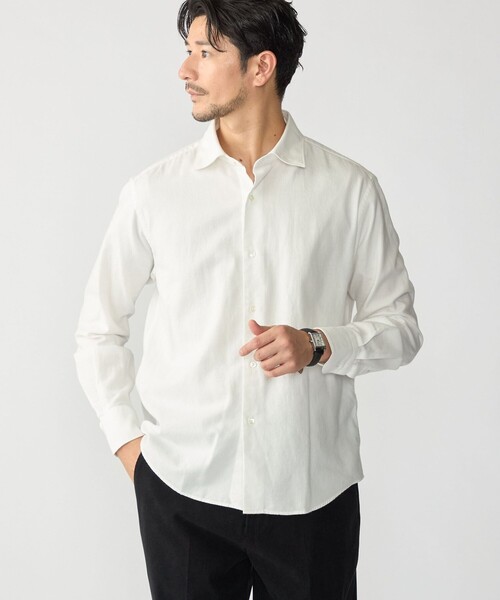 SHIPS(シップス)の「MADE IN JAPAN ワイドカラー ヘリンボーン ネル シャツ(シャツ/ブラウス・メンズ・ブラウン/ホワイト/ブルー/ネイビー・SMALL/MEDIUM/LARGE)」の7枚目の写真