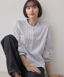 【洗える/7色展開/XS-L】フロントフリルブラウス