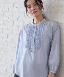 【洗える/7色展開/XS-L】フロントフリルブラウス
