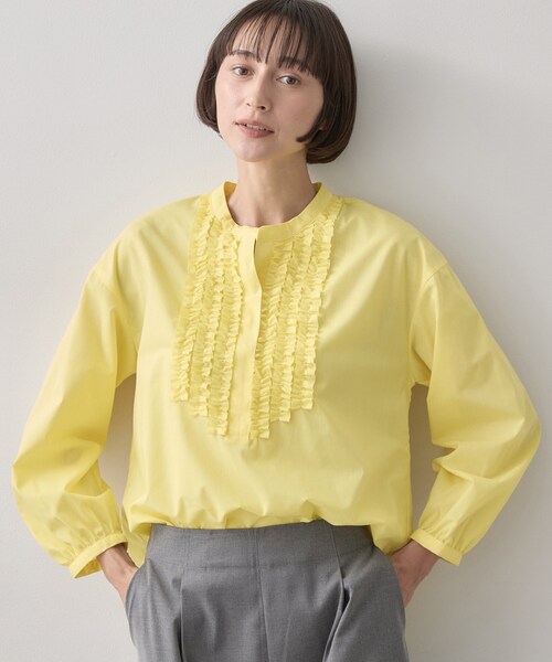 Dessin(デッサン)の「【洗える/7色展開/XS-L】フロントフリルブラウス(シャツ/ブラウス・レディース・ライトブルー/ブラック系その他3/ライトイエロー系/ブルー系7/ピンク/ホワイト系3/ブラウン系その他・01/03/00/02)」の1枚目の写真