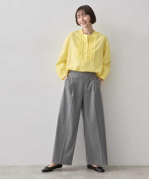 Dessin(デッサン)の「【洗える/7色展開/XS-L】フロントフリルブラウス(シャツ/ブラウス・レディース・ライトブルー/ブラック系その他3/ライトイエロー系/ブルー系7/ピンク/ホワイト系3/ブラウン系その他・01/03/00/02)」の8枚目の写真