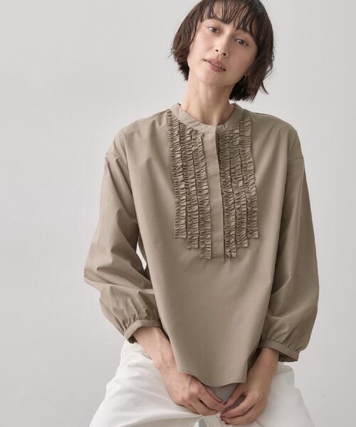 Dessin(デッサン)の「【洗える/7色展開/XS-L】フロントフリルブラウス(シャツ/ブラウス・レディース・ライトブルー/ブラック系その他3/ライトイエロー系/ブルー系7/ピンク/ホワイト系3/ブラウン系その他・01/03/00/02)」の11枚目の写真