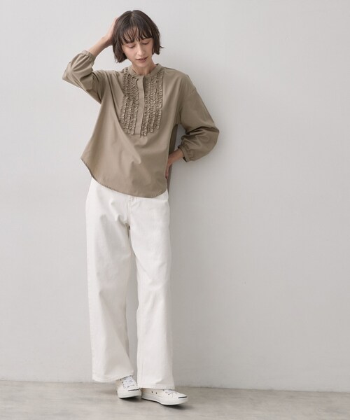 Dessin(デッサン)の「【洗える/7色展開/XS-L】フロントフリルブラウス(シャツ/ブラウス・レディース・ライトブルー/ブラック系その他3/ライトイエロー系/ブルー系7/ピンク/ホワイト系3/ブラウン系その他・01/03/00/02)」の12枚目の写真