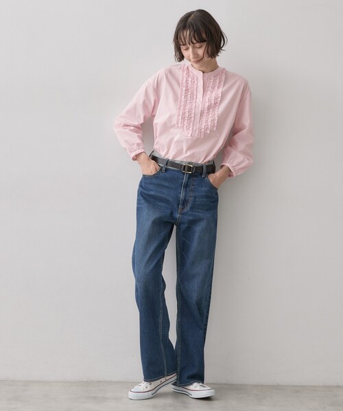 Dessin(デッサン)の「【洗える/7色展開/XS-L】フロントフリルブラウス(シャツ/ブラウス・レディース・ライトブルー/ブラック系その他3/ライトイエロー系/ブルー系7/ピンク/ホワイト系3/ブラウン系その他・01/03/00/02)」の16枚目の写真