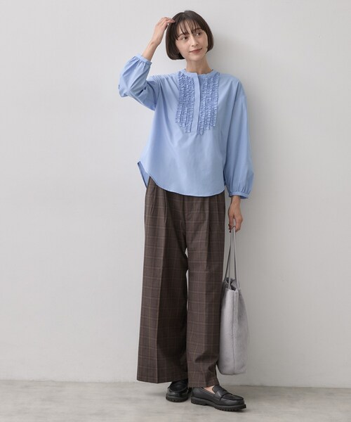 Dessin(デッサン)の「【洗える/7色展開/XS-L】フロントフリルブラウス(シャツ/ブラウス・レディース・ライトブルー/ブラック系その他3/ライトイエロー系/ブルー系7/ピンク/ホワイト系3/ブラウン系その他・01/03/00/02)」の22枚目の写真