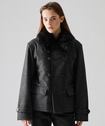 CLEL（クレイル）の「【CLEL】Wool Blend Herringbone Tweed 2way Short P Coat / ウールブレンドヘリンボーンツイード 2wayショートPコート【セットアップ対応】（ブルゾン）」