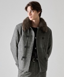 CLEL(�N���C��)�́yCLEL�zWool Blend Herringbone Tweed 2way Short P Coat / �E�[���u�����h�w�����{�[���c�C�[�h 2way�V���[�gP�R�[�g�y�Z�b�g�A�b�v�Ή��z(�u���]��)