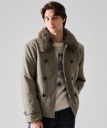 CLEL（クレイル）の「【CLEL】Wool Blend Herringbone Tweed 2way Short P Coat / ウールブレンドヘリンボーンツイード 2wayショートPコート【セットアップ対応】（ブルゾン）」
