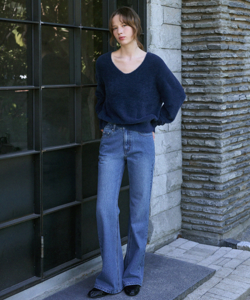DRAWFIT WOMEN（ドローフィットウーマン）の「ファジーヘアリー vneck プルオーバー ニット [NAVY]（ニット/セーター・レディース・その他・SMALL/MEDIUM）」の3枚目の写真