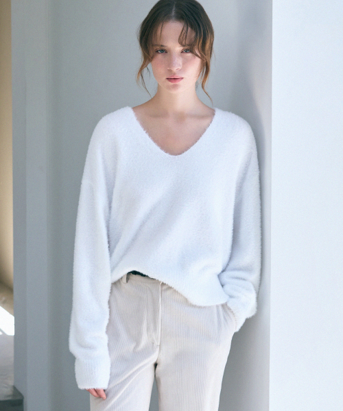 DRAWFIT WOMEN（ドローフィットウーマン）の「ファジーヘアリー vneck プルオーバー ニット [NAVY]（ニット/セーター・レディース・その他・SMALL/MEDIUM）」の11枚目の写真