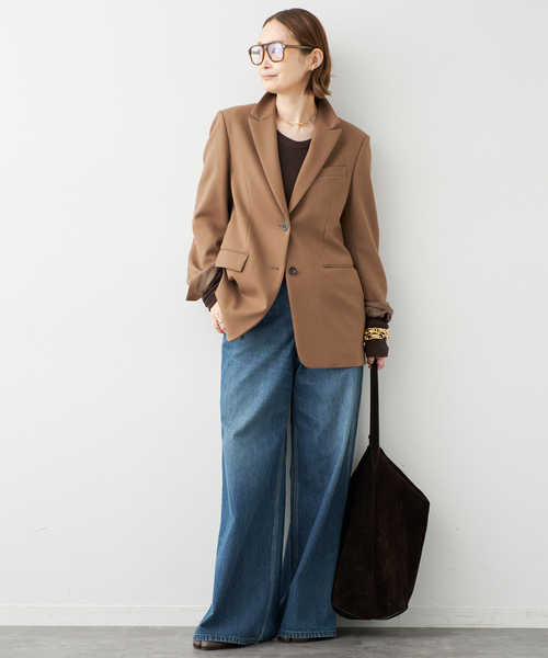 Deuxieme Classe(ドゥーズィエムクラス)の「Co/Ca Rib Vネック Tシャツ(Tシャツ/カットソー・レディース・ネイビー/ブラウン/ブラック・FREE)」の14枚目の写真