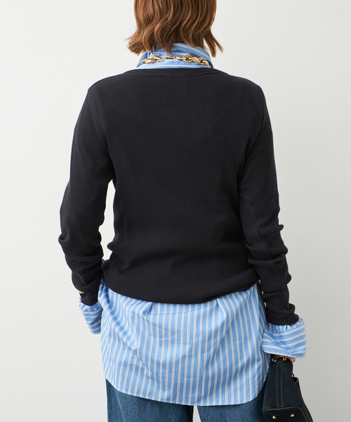 Deuxieme Classe(ドゥーズィエムクラス)の「Co/Ca Rib Vネック Tシャツ(Tシャツ/カットソー・レディース・ネイビー/ブラウン/ブラック・FREE)」の17枚目の写真