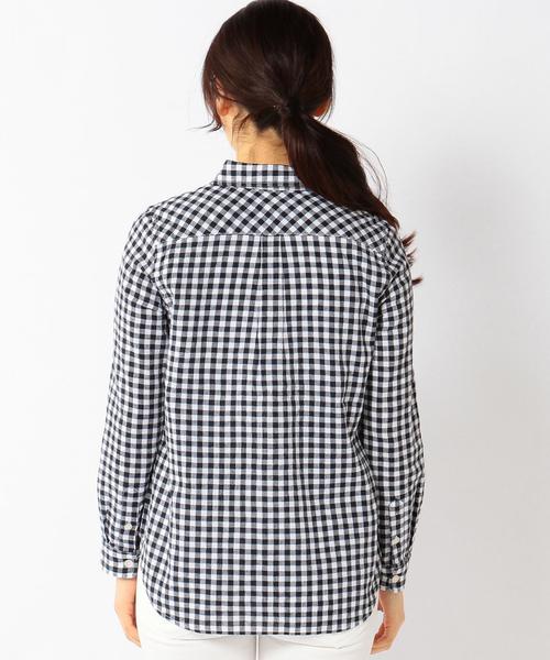 coen（コーエン）の「コットンリネン強撚ギンガムチェックシャツ