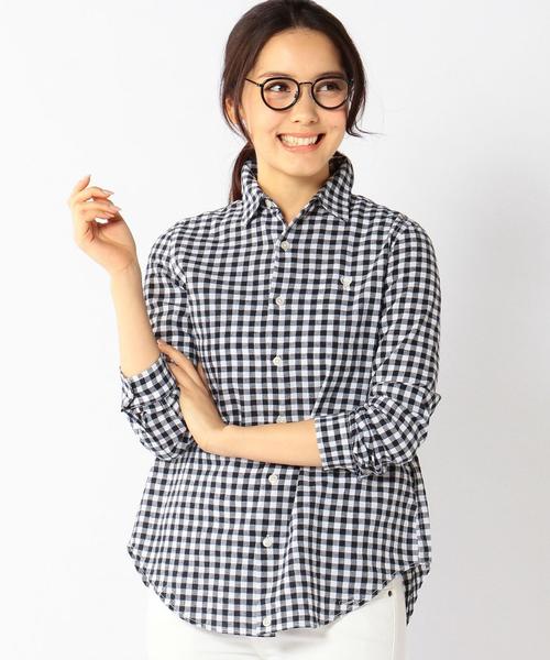 coen（コーエン）の「コットンリネン強撚ギンガムチェックシャツ