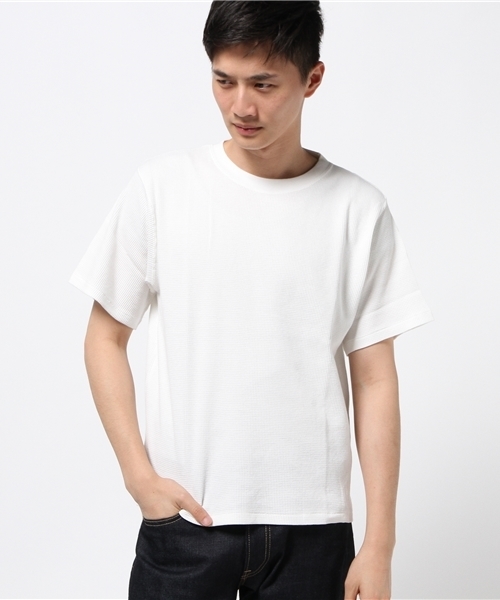 AMERICAN RAG CIE（アメリカンラグシー）の「ワッフル 半袖 ビックシルエット Tシャツ （Tシャツ/カットソー・メンズ・オレンジ/ベージュ/オフホワイト・1/2）」の17枚目の写真