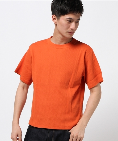 AMERICAN RAG CIE（アメリカンラグシー）の「ワッフル 半袖 ビックシルエット Tシャツ （Tシャツ/カットソー・メンズ・オレンジ/ベージュ/オフホワイト・1/2）」の19枚目の写真