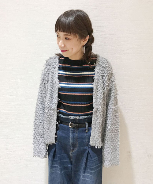 mystic（ミスティック）の「【再入荷】ループカーディガン（Tシャツ/カットソー・レディース・モカ/ブラック/アイボリー/グレー・ﾌﾘ-）」の17枚目の写真