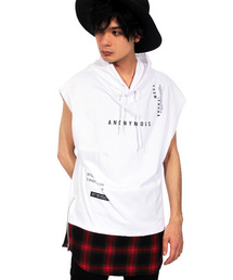 ８(eight) | チェック ノースリーブパーカー 半袖 プルオーバー(Tシャツ/カットソー)