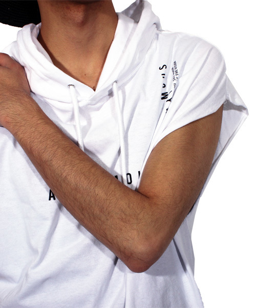 8(eight)(エイト)の「チェック ノースリーブパーカー 半袖 プルオーバー(Tシャツ/カットソー・メンズ・ホワイト/ブラック・LARGE/MEDIUM)」の19枚目の写真