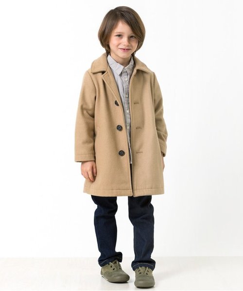 apres les cours（アプレレクール）の「ウールコート（ブルゾン・キッズ・ベージュ/チェック・100/110/120/130/140/90）」の3枚目の写真