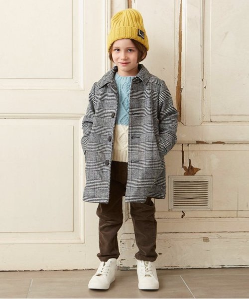 apres les cours（アプレレクール）の「ウールコート（ブルゾン・キッズ・ベージュ/チェック・100/110/120/130/140/90）」の5枚目の写真