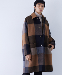 STUDIOUS | ブロックチェックドルマンオーバーコート(ステンカラーコート)