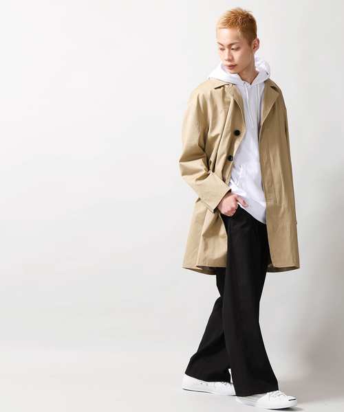 WEGO(ウィゴー)の「WEGO/クラシックチェックオーバーコート(ステンカラーコート・メンズ・ベージュ・MEDIUM/LARGE)」の2枚目の写真