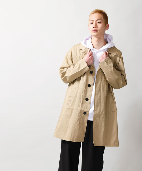 WEGO(ウィゴー)の「WEGO/クラシックチェックオーバーコート(ステンカラーコート・メンズ・ベージュ・MEDIUM/LARGE)」の5枚目の写真