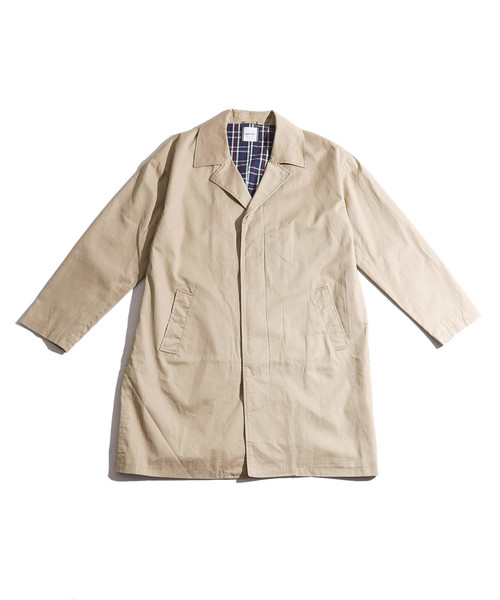 WEGO(ウィゴー)の「WEGO/クラシックチェックオーバーコート(ステンカラーコート・メンズ・ベージュ・MEDIUM/LARGE)」の4枚目の写真