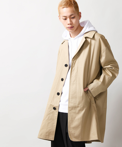 WEGO(ウィゴー)の「WEGO/クラシックチェックオーバーコート(ステンカラーコート・メンズ・ベージュ・MEDIUM/LARGE)」の16枚目の写真