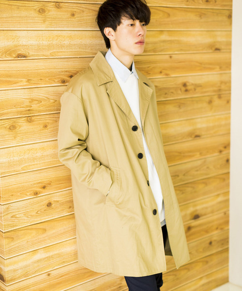 WEGO(ウィゴー)の「WEGO/クラシックチェックオーバーコート(ステンカラーコート・メンズ・ベージュ・MEDIUM/LARGE)」の22枚目の写真