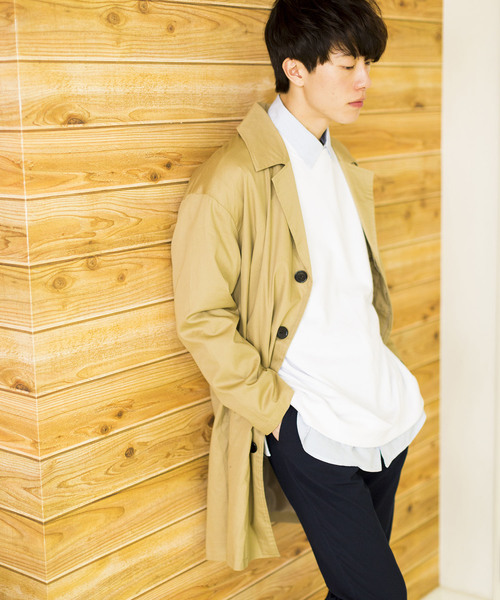 WEGO(ウィゴー)の「WEGO/クラシックチェックオーバーコート(ステンカラーコート・メンズ・ベージュ・MEDIUM/LARGE)」の21枚目の写真