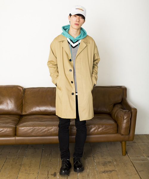 WEGO(ウィゴー)の「WEGO/クラシックチェックオーバーコート(ステンカラーコート・メンズ・ベージュ・MEDIUM/LARGE)」の19枚目の写真