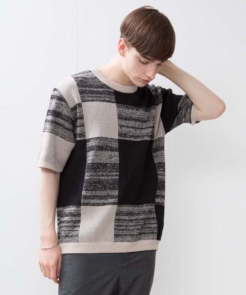 STUDIOUS(ステュディオス)の「【STUDIOUS】ウォッシャブルラティスリラックスニット(ニット/セーター・メンズ・ブラック/ブルー・1/2/3)」の1枚目の写真