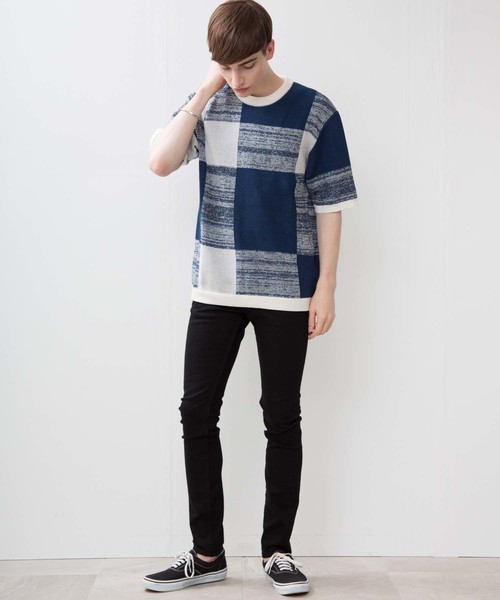 STUDIOUS(ステュディオス)の「【STUDIOUS】ウォッシャブルラティスリラックスニット(ニット/セーター・メンズ・ブラック/ブルー・1/2/3)」の7枚目の写真