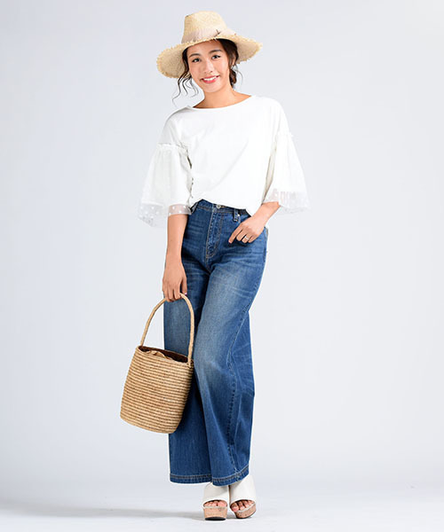 LIPSTAR（リップスター）の「ラフィア中折れフリンジハット（ハット・レディース・ベージュ/キャメル・M）」の4枚目の写真