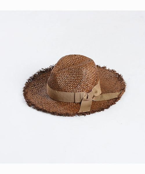 LIPSTAR（リップスター）の「ラフィア中折れフリンジハット（ハット・レディース・ベージュ/キャメル・M）」の6枚目の写真