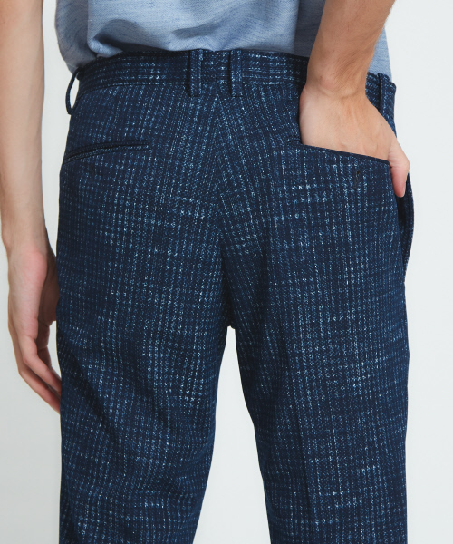 ABAHOUSE（アバハウス）の「【Recency of Mine】EVALETテクニカルメッシュギンガムパンツ（スラックス・メンズ・ネイビー・44/46/48/50）」の8枚目の写真