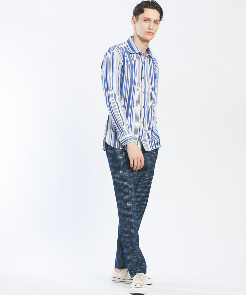 ABAHOUSE（アバハウス）の「【Recency of Mine】EVALETテクニカルメッシュギンガムパンツ（スラックス・メンズ・ネイビー・44/46/48/50）」の11枚目の写真