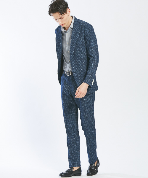 ABAHOUSE（アバハウス）の「【Recency of Mine】EVALETテクニカルメッシュギンガムパンツ（スラックス・メンズ・ネイビー・44/46/48/50）」の13枚目の写真