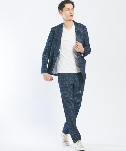 ABAHOUSE（アバハウス）の「【Recency of Mine】EVALETテクニカルメッシュギンガムパンツ（スラックス・メンズ・ネイビー・44/46/48/50）」の14枚目の写真