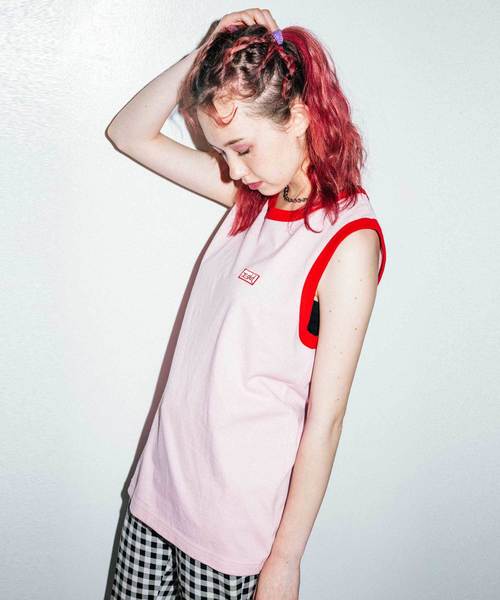 X-girl（エックスガール）の「RINGER SOLID TANK TOP（タンクトップ・レディース・ホワイト/ブラック/ピンク・ONE SIZE）」の7枚目の写真