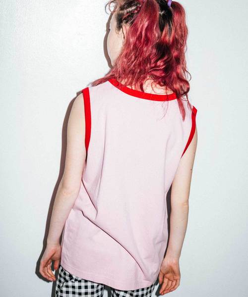 X-girl（エックスガール）の「RINGER SOLID TANK TOP（タンクトップ・レディース・ホワイト/ブラック/ピンク・ONE SIZE）」の8枚目の写真