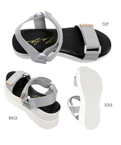 KOBE LETTUCE（コウベレタス）の「厚底ベルクロスポーツスニーカーサンダル（サンダル・レディース・ブラック/グレー/カーキ/ブラック系その他/ベージュ・S/M/L/LL）」の9枚目の写真