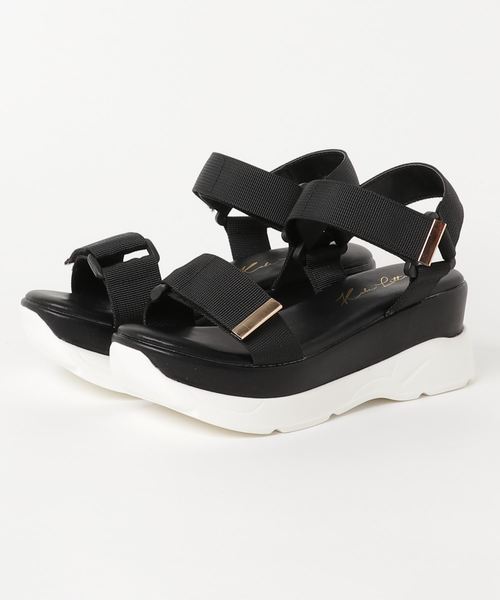 KOBE LETTUCE（コウベレタス）の「厚底ベルクロスポーツスニーカーサンダル（サンダル・レディース・ブラック/グレー/カーキ/ブラック系その他/ベージュ・S/M/L/LL）」の21枚目の写真